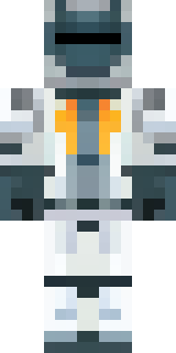 a mecha pilot in a white flight suit with a segmented helmet