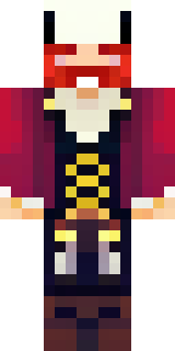 a pirate captain in a long red coat and tricorn hat
