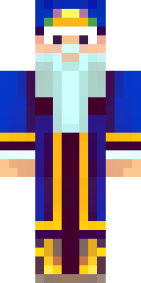 an old wizard in a starry midnight-blue robe and pointed hat