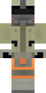 a battle-worn pilot in orange plating with scorch marks