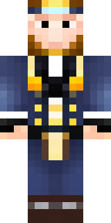 an airship captain in a navy coat with copper gadgets