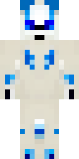 a snow fox spirit in white fur with blue markings