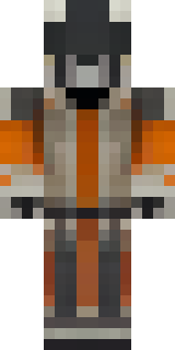 a battle-worn pilot in orange plating with scorch marks