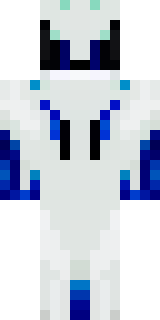 a snow fox spirit in white fur with blue markings