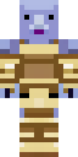 a piglin brute in gold armor with a snout and tusks