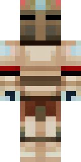 a gladiator in bronze arm guards and a red-plumed helmet