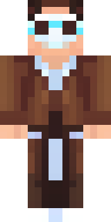 a friendly villager librarian in brown robes with glasses