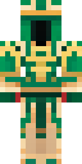a jade samurai in green and gold ceremonial armor