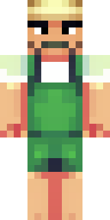 a farmer villager in a straw hat with a green apron