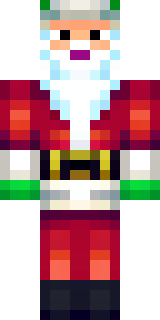 a jolly Santa in a red suit with a white beard and sack