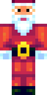 a jolly Santa in a red suit with a white beard and sack
