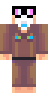 a friendly villager librarian in brown robes with glasses