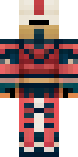 a samurai in red lacquered armor with a horned helmet