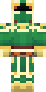 a jade samurai in green and gold ceremonial armor
