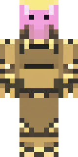 a piglin brute in gold armor with a snout and tusks