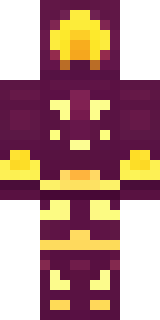 a nether hunter in crimson hide with glowing gold trim