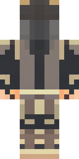 a ronin in weathered dark armor and a straw hat