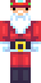 a jolly Santa in a red suit with a white beard and sack