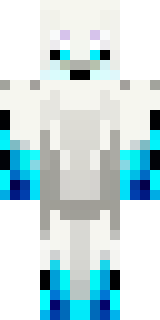 a snow fox spirit in white fur with blue markings