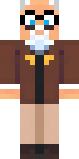a friendly villager librarian in brown robes with glasses