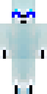 a snow fox spirit in white fur with blue markings