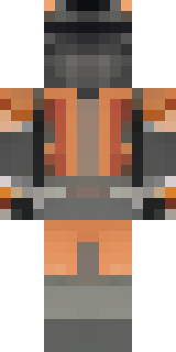 a battle-worn pilot in orange plating with scorch marks