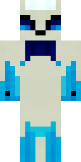 a snow fox spirit in white fur with blue markings