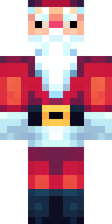 a jolly Santa in a red suit with a white beard and sack