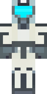 a mecha pilot in a white flight suit with a segmented helmet