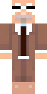 a friendly villager librarian in brown robes with glasses