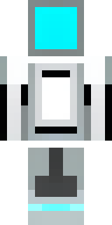 a sleek white service robot with a single cyan sensor