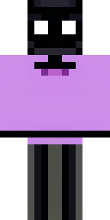 an enderman-inspired figure, tall and black with purple eyes
