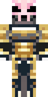 a piglin brute in gold armor with a snout and tusks