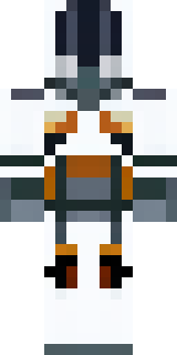 a mecha pilot in a white flight suit with a segmented helmet