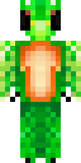 a dragon hybrid with green scales, horns and a spined tail