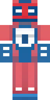 a masked hero in a sleek red and blue suit with a chest emblem