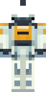 a mecha pilot in a white flight suit with a segmented helmet