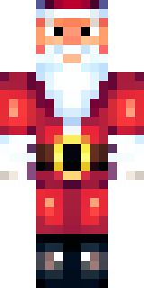 a jolly Santa in a red suit with a white beard and sack