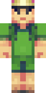 a farmer villager in a straw hat with a green apron