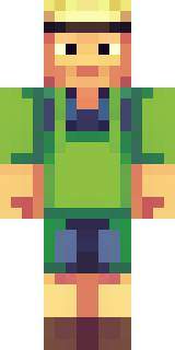 a farmer villager in a straw hat with a green apron