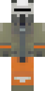 a battle-worn pilot in orange plating with scorch marks