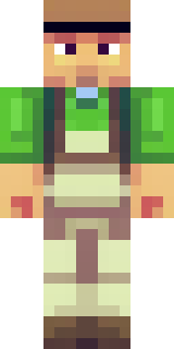 a farmer villager in a straw hat with a green apron