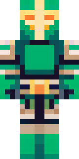 a knight in emerald armor holding a torch