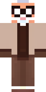 a friendly villager librarian in brown robes with glasses