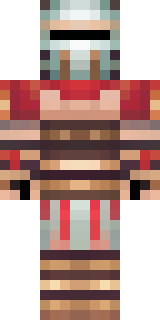 a gladiator in bronze arm guards and a red-plumed helmet