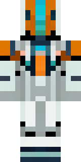 a mecha pilot in a white flight suit with a segmented helmet