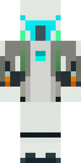 a mecha pilot in a white flight suit with a segmented helmet