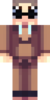 a friendly villager librarian in brown robes with glasses