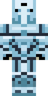 a frost knight in ice-blue armor rimed with snow