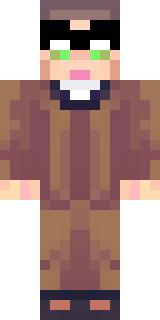 a friendly villager librarian in brown robes with glasses